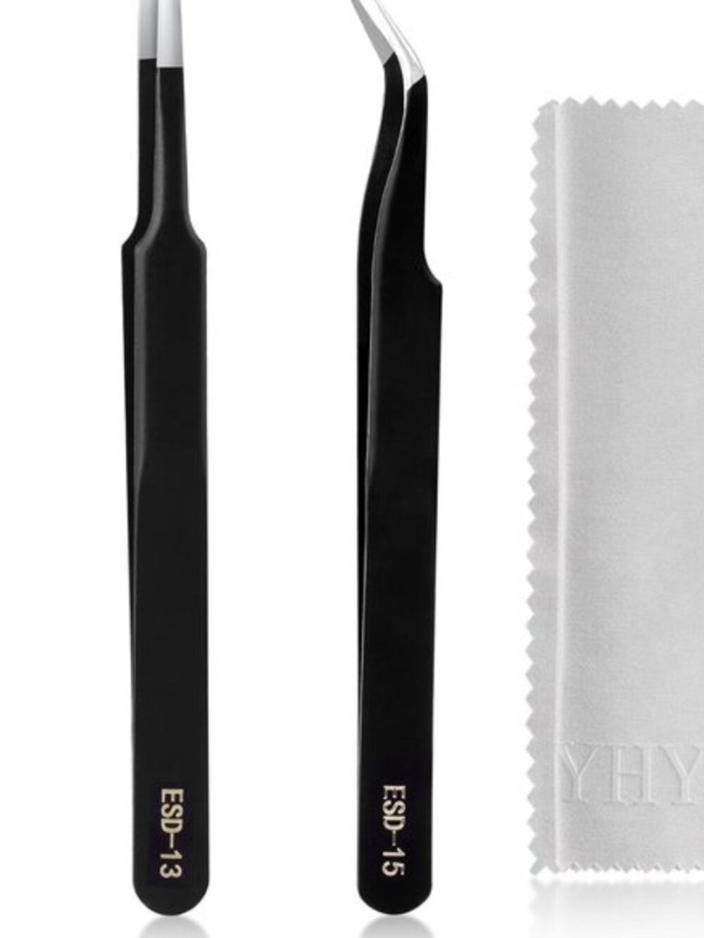 3PCS Precision Tweezers Set, Premium Stainless Steel Anti-Static ESD Tweezes, Su